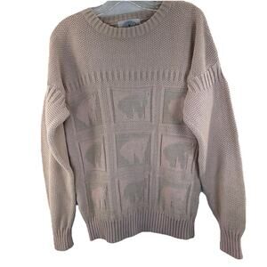 Vintage Horse Sweater Womens Large Equestrian Ramie Knit Sportific Kristin 80s